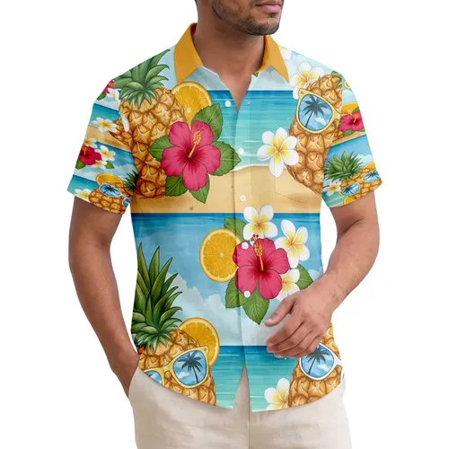 Pineapple Sunglasses Hibiscus Plumeria Ocean Beach - Summer Vacation Gift Hawaiian Shirt