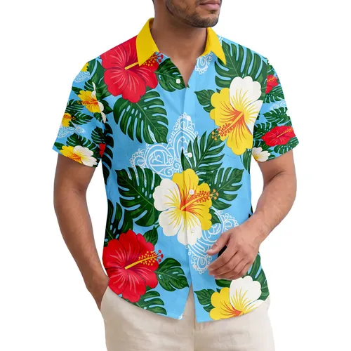 Hibiscus Flowers Tropical Leaves Tribal Mandala Ornaments - Travel Essentials Hawaiian Shirt
