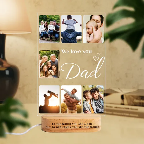 Personalized Photo Night Light For Dad, Custom Daddy Photo Collage LED Lamp Home Decor, Gift for Husband, Birthday Gift for Dad, Father's Day Gift