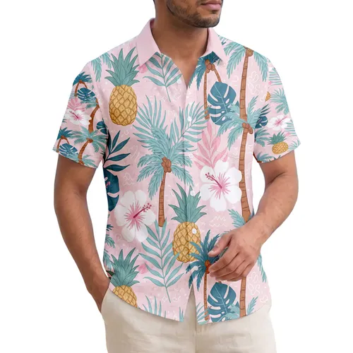 Golden Pineapples Palm Trees Hibiscus - Island Life Home Decor Gift Hawaiian Shirt