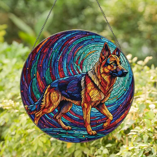 Majestic German Shepherd Dog Home Decor Gift for Dog Owners and Pet Parents Stained Glass Suncatcher