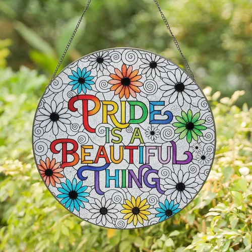 Pride Is A Beautiful Thing Rainbow Daisy Flowers - Stained Glass Home Decor Gift Stained Glass Suncatcher
