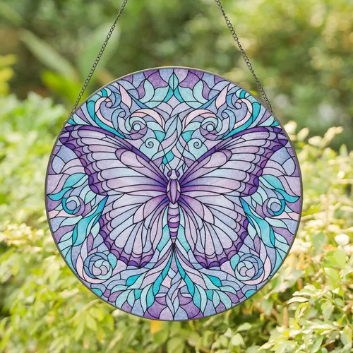 Butterfly Segmented Body Scrollwork - Window Decoration Gift for Butterfly Lovers Stained Glass Suncatcher