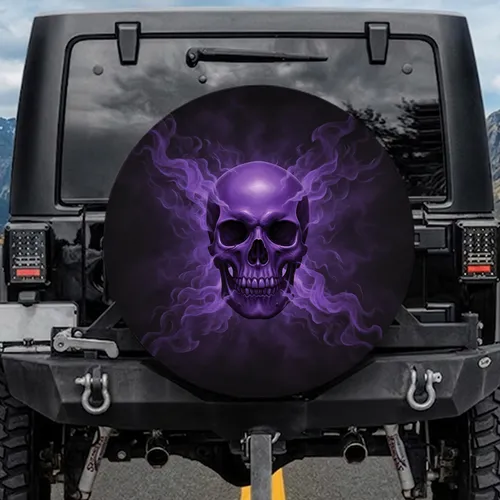 Royal Purple Human Skull - Halloween Home Decor Gothic Collector Gift Spare Tire Cover