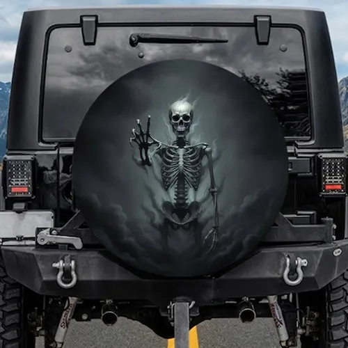 Outstretched Skeleton Hand Dark Fog - Halloween Party Gift for Horror Fan Spare Tire Cover