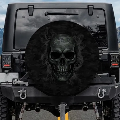Weathered Skull Camouflage - Tactical Lifestyle Gift for Veterans Spare Tire Cover
