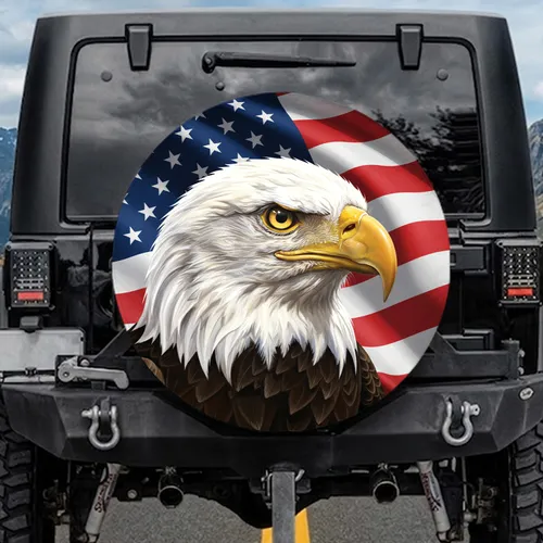 Bald Eagle American Flag - Independence Day Gift for Veterans Spare Tire Cover