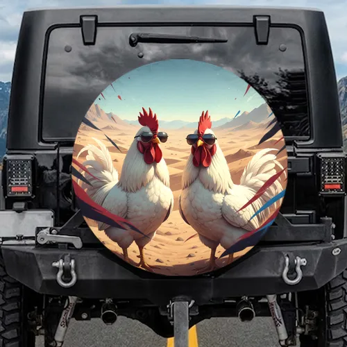 White Roosters Sunglasses Desert Hills Mountains Open Road - Outdoor Adventure Gift Spare Tire Cover