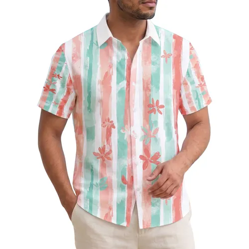 Sun-Washed Tropical Hawaiian Island Vertical Stripes - Vacation Home Decor Gift Hawaiian Shirt