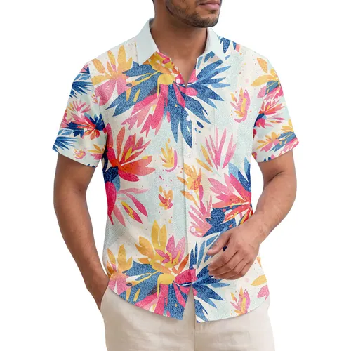 Tropical Flora Leaves Petals Ocean Reflections - Vacation Travel Gift for Travelers Hawaiian Shirt