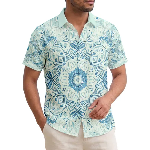 Tropical Mandala Paisley Flowers Swirling Vines Delicate Leaves - Home Decor Gift Hawaiian Shirt