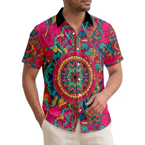 Tropical Hibiscus Flowers Paisley Swirls Fan Medallions Filigree Dots - Tropical Home Decor Gift Hawaiian Shirt