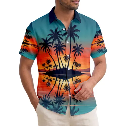 Palm Tree Sunset Reflection - Tropical Lover Home Decor Gift Hawaiian Shirt