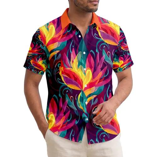 Luminous Tropical Petals Foliage Organic Wisps Interlocking Forms - Home Decor Gift Hawaiian Shirt