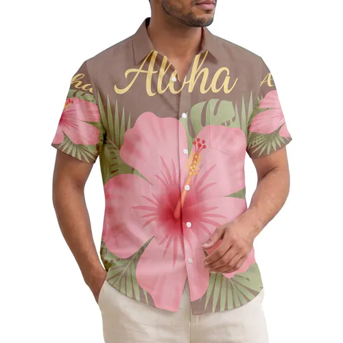 Aloha Pink Hawaiian Hibiscus Monstera Palm Tropical Home Decor Gift Hawaiian Shirt