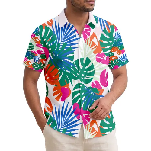 Tropical Monstera Palm Leaves Polka Dot Foliage - Everyday Lifestyle Gift Hawaiian Shirt