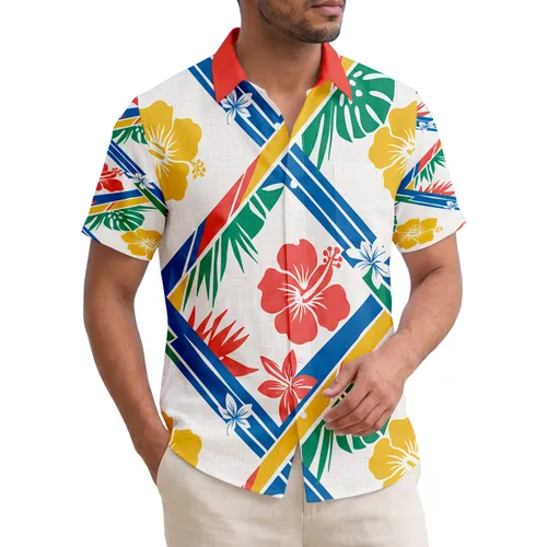 Tropical Diagonal Stripes - Home Decor Travel Everyday Essentials Gift Hawaiian Shirt