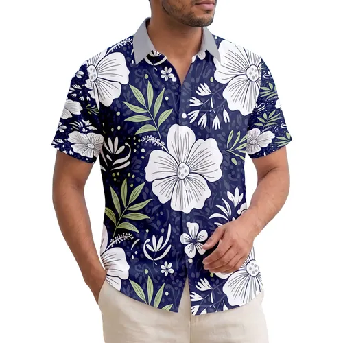 Hibiscus Plumeria Flowers Tropical Leaves Everyday Lifestyle for Tropical Lover Hawaiian Shirt