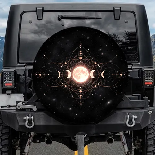 Luminous Full Moon Lunar Phases Celestial Sky - Astrology Lover Gift Spare Tire Cover