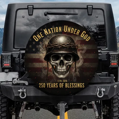 Skull Military Helmet Crown American Flag - American Heritage Gift for Veterans Spare Tire Cover