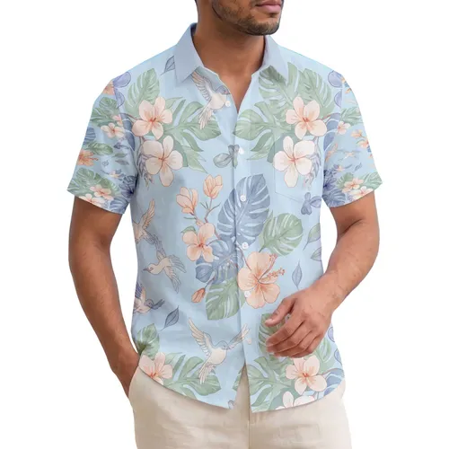 Tropical Birds Flowering Branches - Home Decor Gift, Summer Vacation Gift for Bird Lovers Hawaiian Shirt