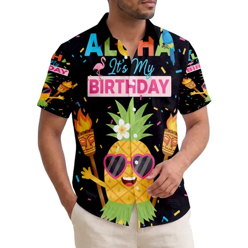 Pineapple Sunglasses Tiki Torch Flamingo Macaw Aloha Birthday Gift Hawaiian Shirt