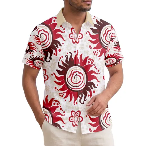 Tropical Wavy Sun Shapes Abstract Swirls - Island Lifestyle Vacation Gift Hawaiian Shirt