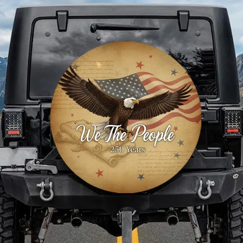 Bald Eagle We The People American Flag - Independence Day Gift for Veterans Spare Tire Cover
