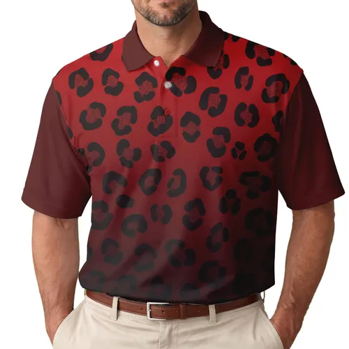 All-Over Scattered Realistic Black Leopard Spots - Wildlife Lover Everyday Wear Gift Men's Polo Shirt