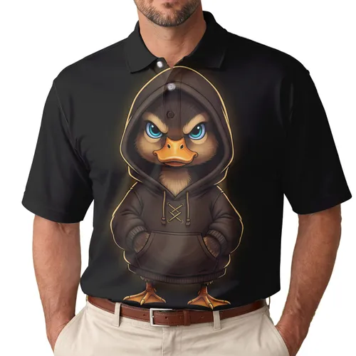 Grumpy Baby Duck Hoodie Blue Eyes Orange Beak Golden Webbed Feet - Wildlife Lover Gift Men's Polo Shirt