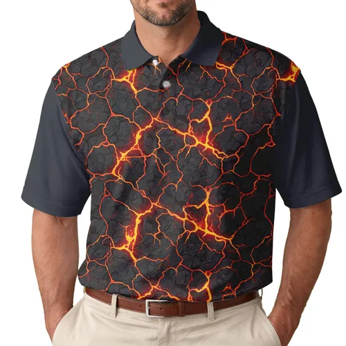 Jagged Volcanic Rock Formations Molten Lava - Adventure Lifestyle Gift Men's Polo Shirt