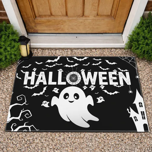 Halloween Ghost Spiderweb Bats Haunted House - Halloween Party Decor Doormat