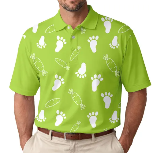 White Cartoon Footprints Carrot Outlines - Garden Lifestyle Gift for Home Gardeners Men's Polo Shirt