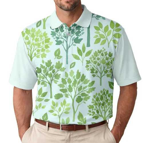Botanical Trees Branches Foliage - Everyday Wear Gift for Nature Lovers Men's Polo Shirt