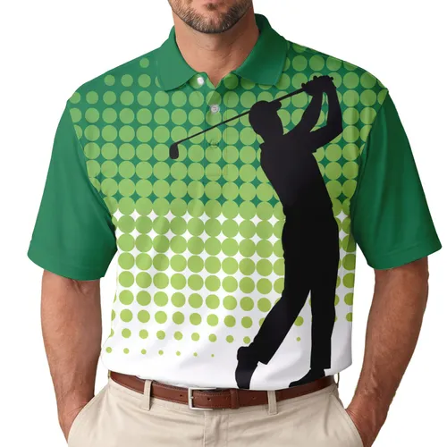 Prominent Black Golfer Silhouette Mid-Swing - Golf Lover Gift for Player Men's Polo Shirt