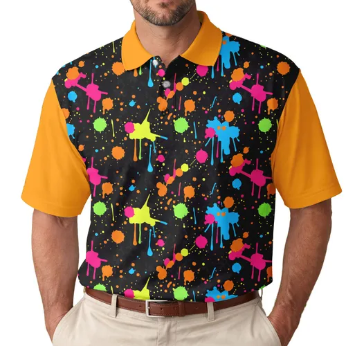 All-Over Irregular Paint Splatter Drips - Everyday Fashion Gift Men's Polo Shirt