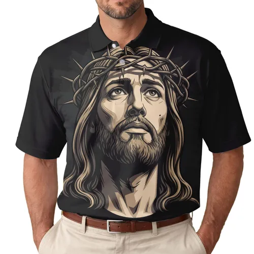 Jesus Christ Crown of Thorns - Faithful Christian Gift for Religious Believers Men's Polo Shirt