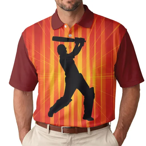 Cricket Player Vertical Stripes - Sports Fan Gift for Cricket Team Players Men's Polo Shirt