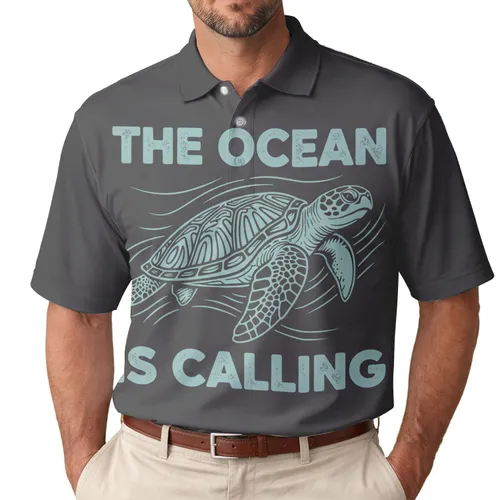Sea Turtle The Ocean Is Calling - Wildlife Lover Gift Men's Polo Shirt