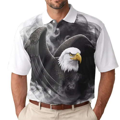 Bald Eagle Regal Head Outstretched Wing - Wildlife Lover Gift Men's Polo Shirt