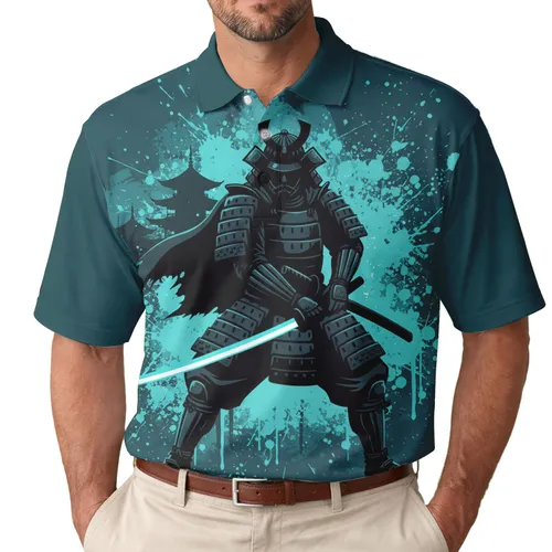 Armored Samurai Warrior Katana Japanese Architecture - Martial Arts Lover Gift for History Buffs Men's Polo Shirt