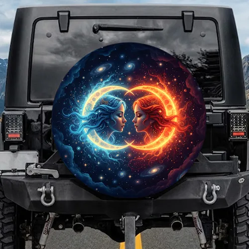 Cosmic Women Crescent Moons - Celestial Lover Gift Spare Tire Cover