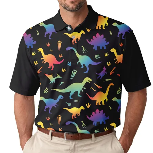 Dinosaur Silhouettes Fossil Footprints - Dinosaur Lover Gift Men's Polo Shirt