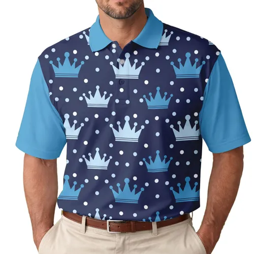 Royal Icon Crowns with Tiny Circular Dots - Regal Fashion for Everyday Wear and Special Occasions Men's Polo Shirt