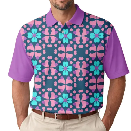 Clover Spade Four Leaf Circle Continuous Field - Everyday Style Gift for Casual Wear and Outings Men's Polo Shirt