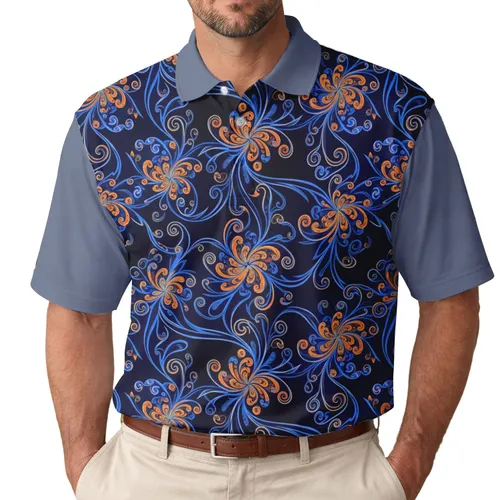 Swirling Ornate Tendril Organic Flower Vortex - Everyday Wear Gift Men's Polo Shirt