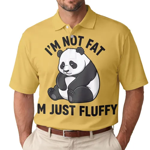 Plump Panda I'm Not Fat I'm Just Fluffy - Humor Gift for Panda Lovers Men's Polo Shirt