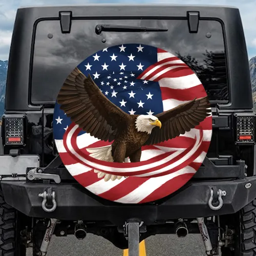Bald Eagle American Flag - Independence Day Gift for Veterans Spare Tire Cover