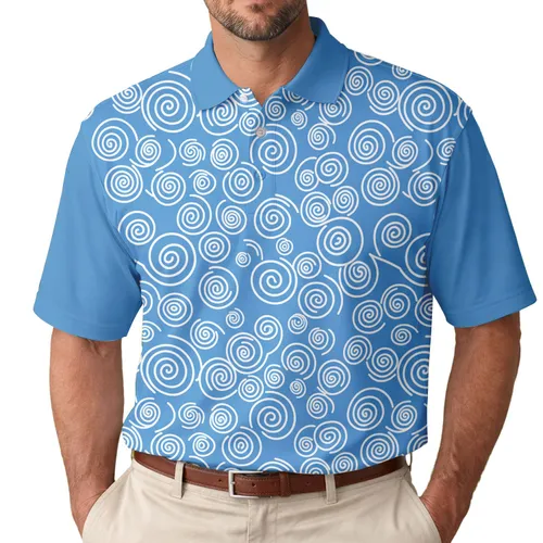 Scattered All-Over Concentric Spirals Swirls - Everyday Lifestyle Gift Men's Polo Shirt