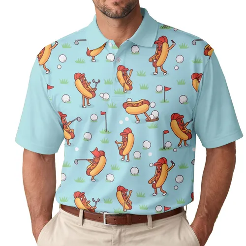 Hot Dog Golfers Golf Ball - Golfer Lifestyle Gift Men's Polo Shirt